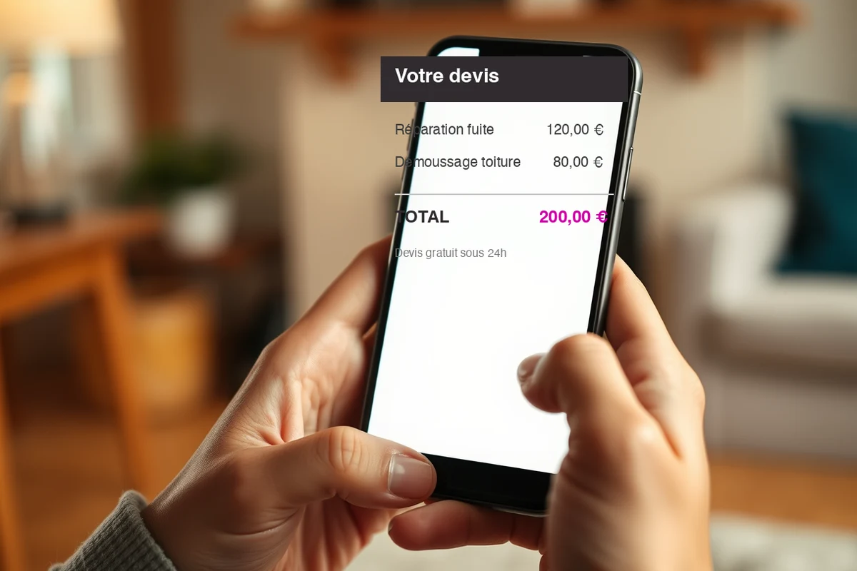 Devis couvreur à Cherbourg-en-Cotentin détaillé et transparent affiché sur smartphone